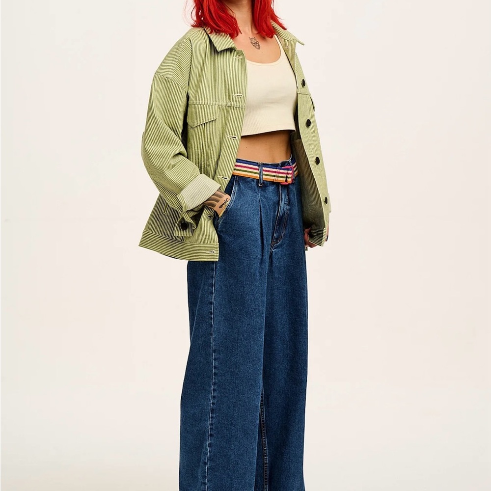 Lucy & Yak Blue Wide Leg Cole Jeans